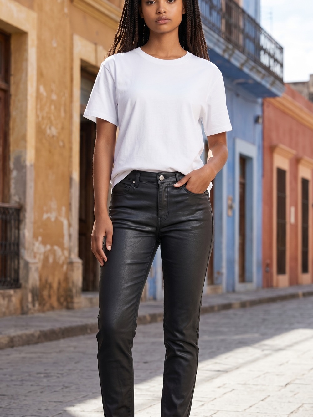 High Rise Skinny Leather look pants Jeans
